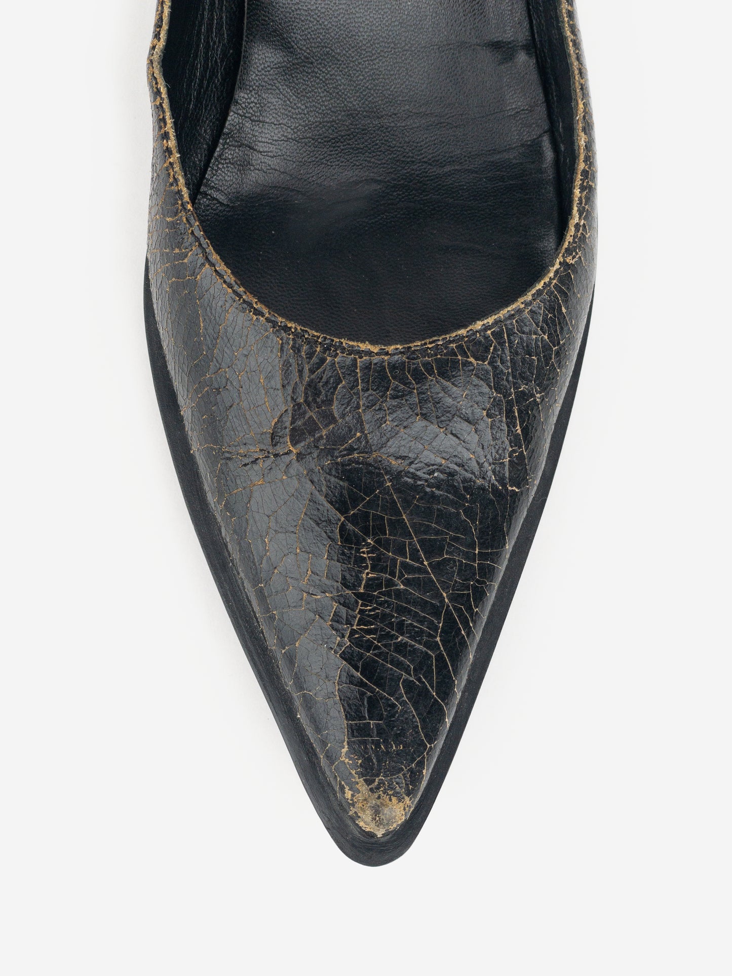 Miu Miu AW01 Cracked Leather Mary Jane Pump Kitten Heels