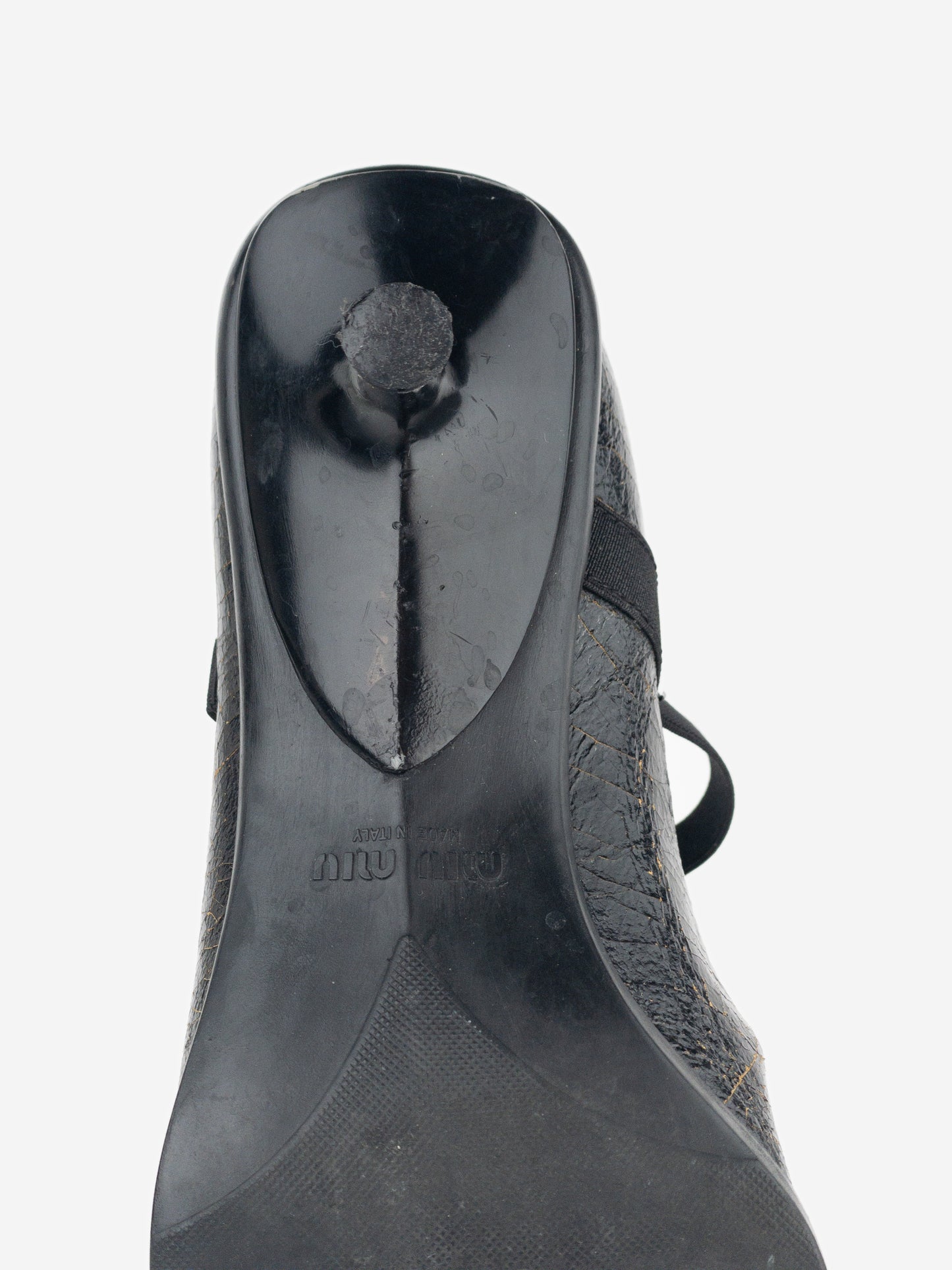 Miu Miu AW01 Cracked Leather Mary Jane Pump Kitten Heels