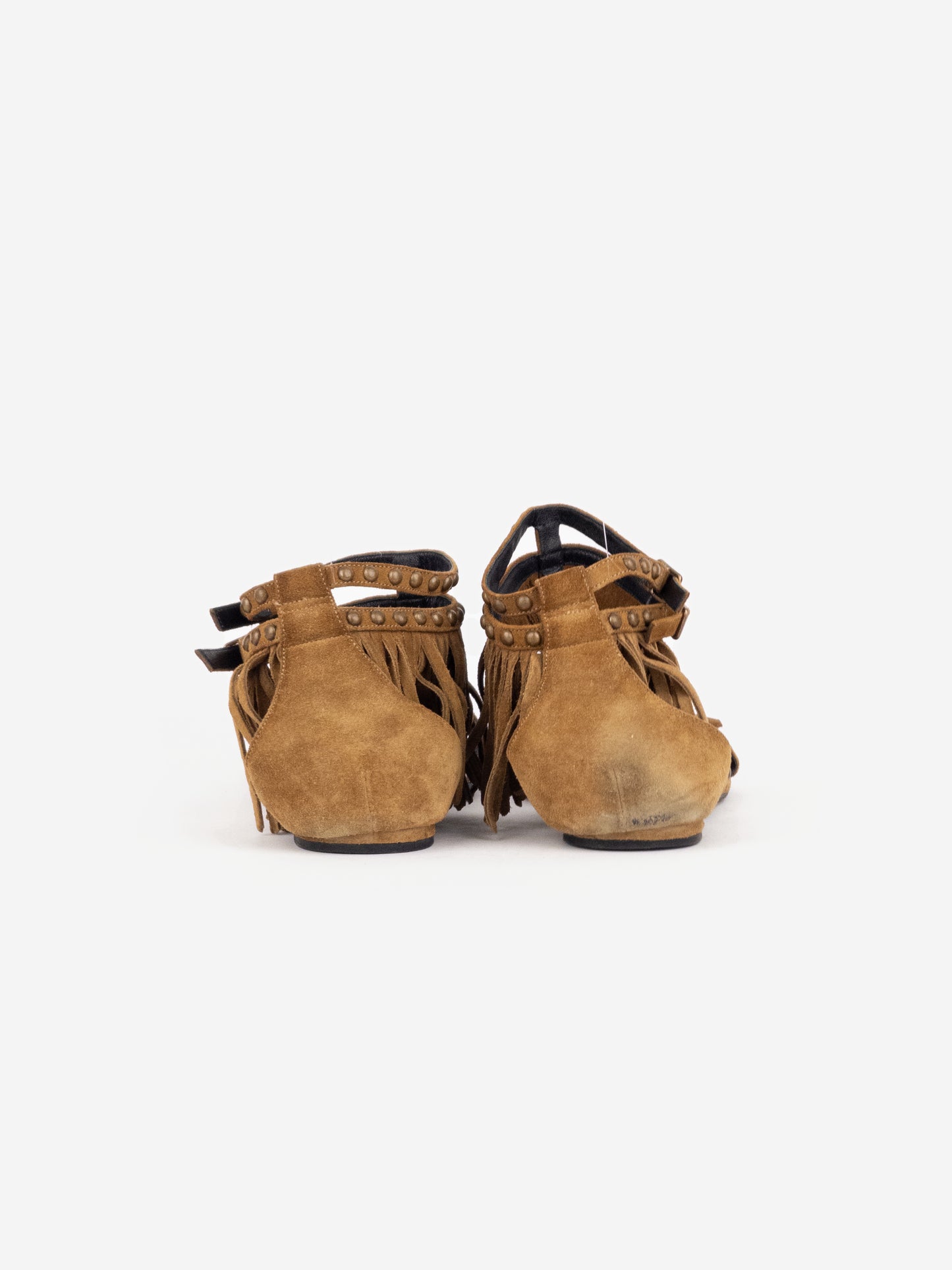 Saint Laurent 2010s Studded Fringe Suede Gladiator Sandals