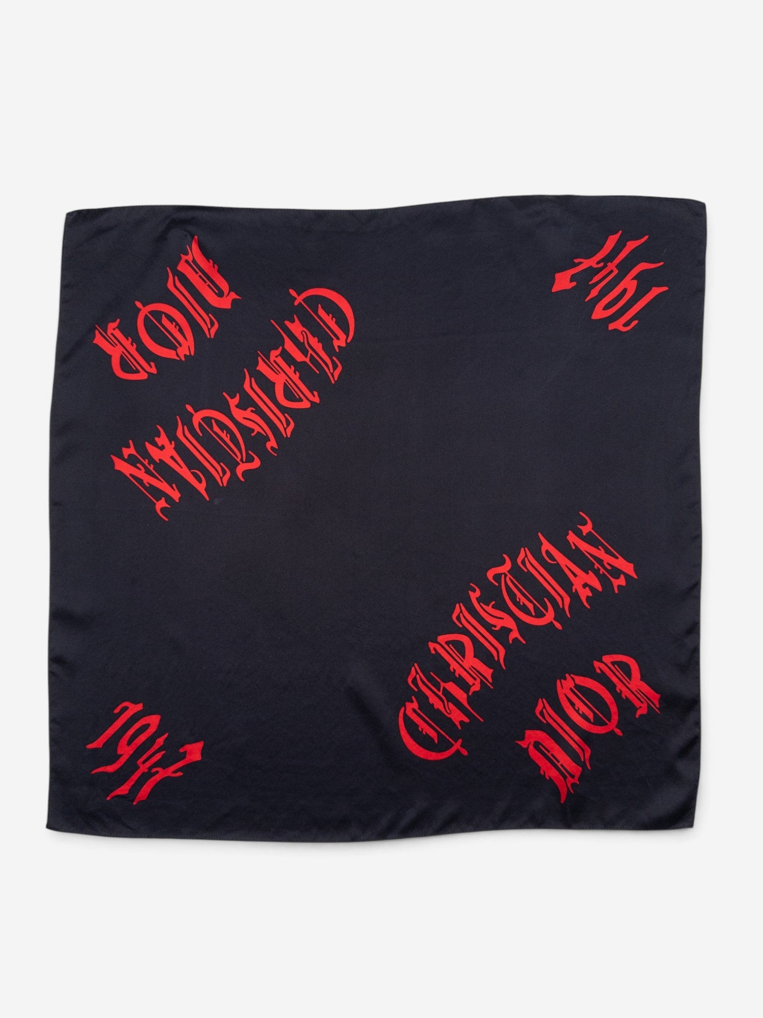 Dior by Galliano SS02 Chiffon Gothic Logo Neckerchief Scarf – flat view