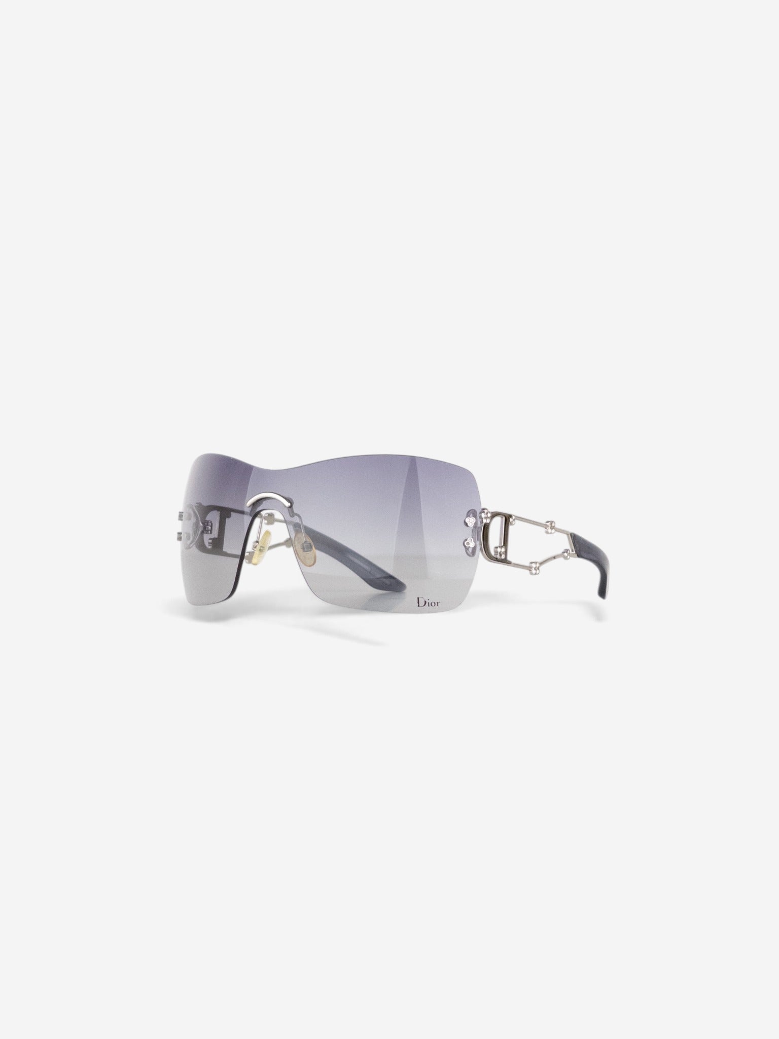Dior by Galliano 2000s 'Sweetest Dior' Rhinestone Flower Wrap Mask Shield Sunglasses – angled view