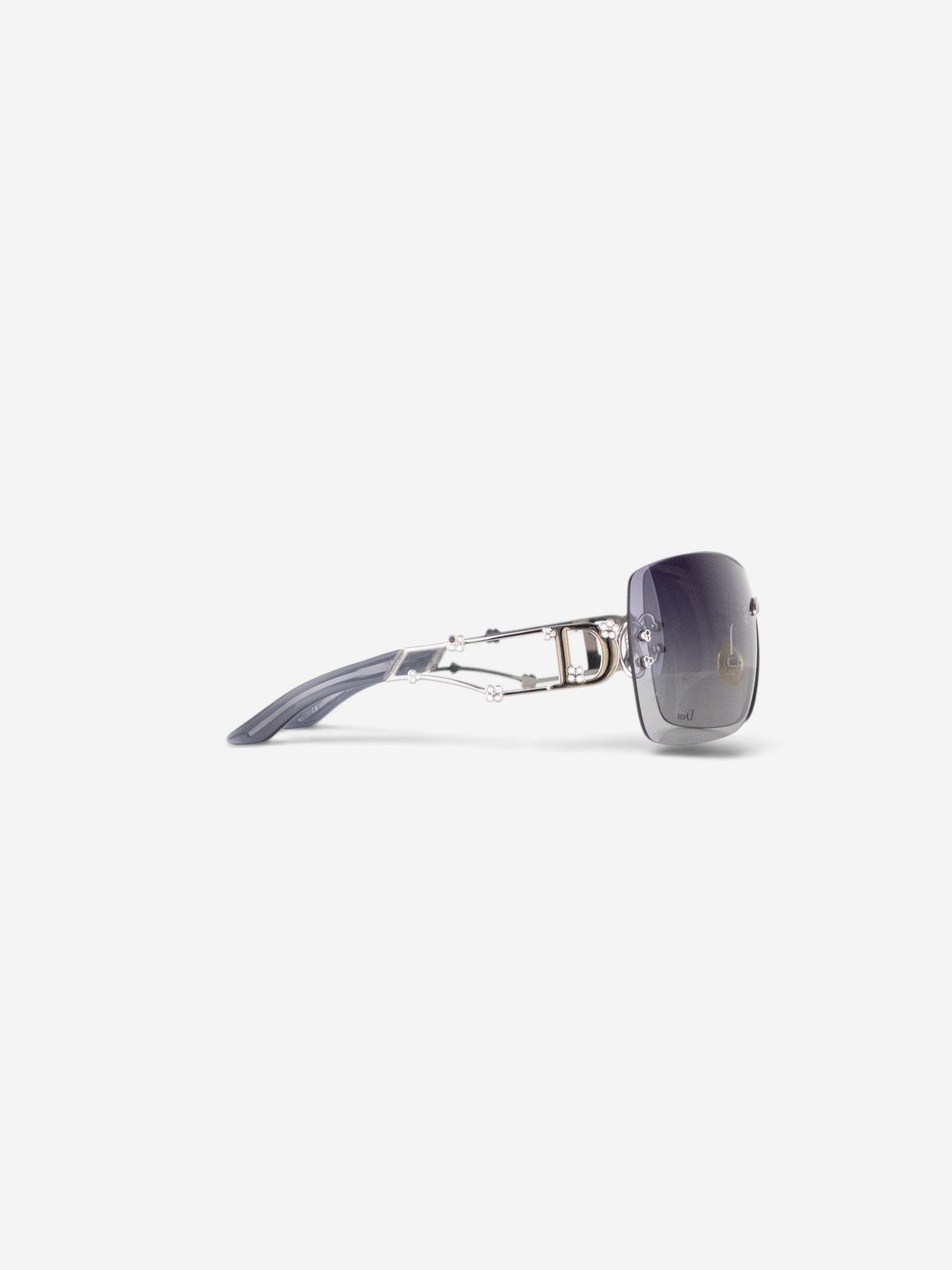 Dior by Galliano 2000s 'Sweetest Dior' Rhinestone Flower Wrap Mask Shield Sunglasses – side view from the other side