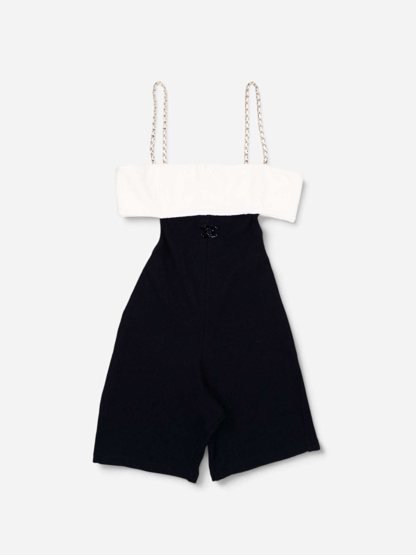 Chanel SS22 Backless CC Logo Two-Tone Jumpsuit Overall – front view