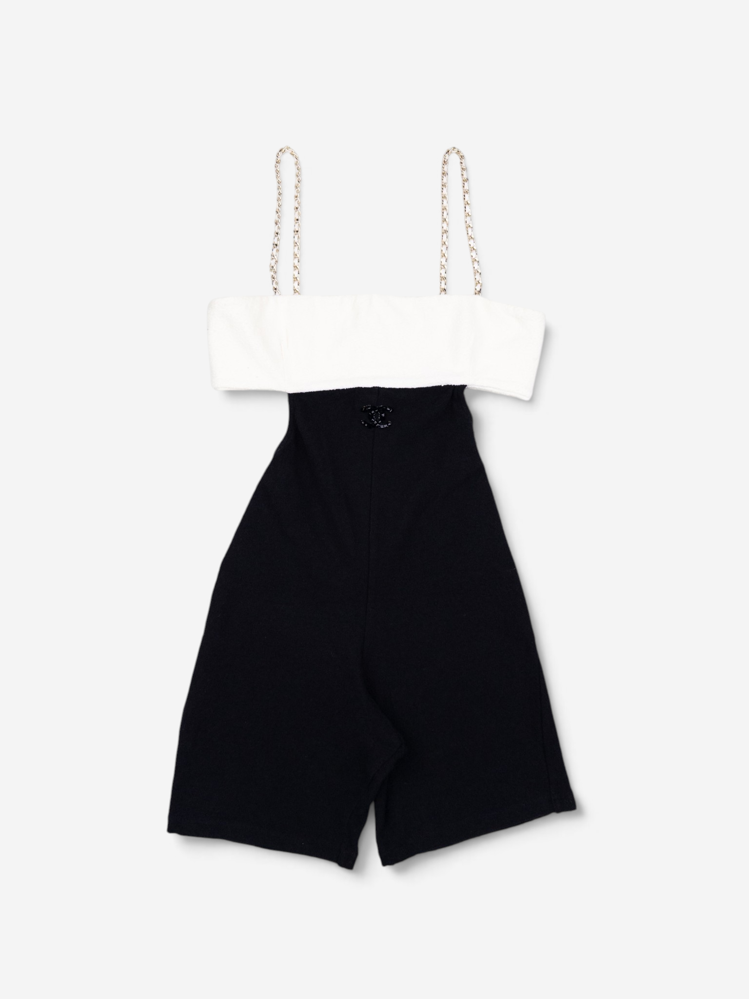 Chanel SS22 Backless CC Logo Two-Tone Jumpsuit Overall – front view