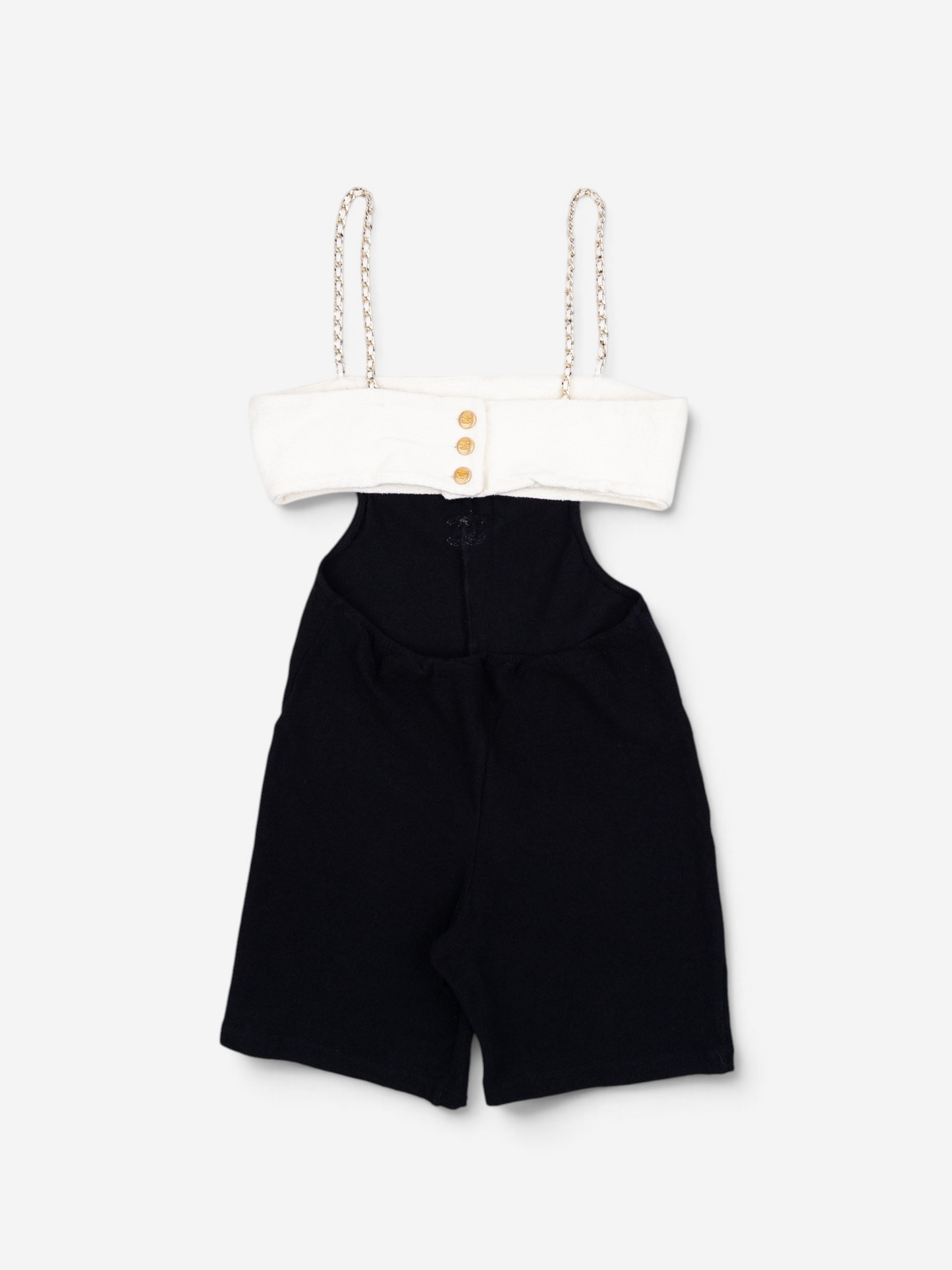 Chanel SS22 Backless CC Logo Two-Tone Jumpsuit Overall – front view