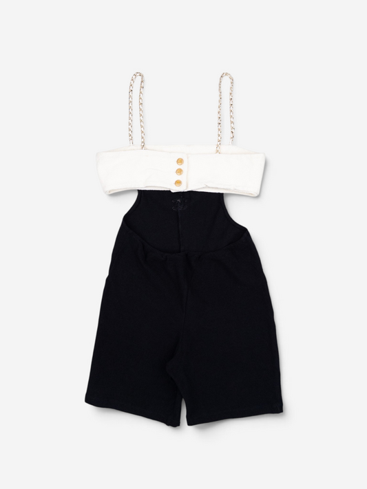 Chanel SS22 Backless CC Logo Two-Tone Jumpsuit Overall – front view
