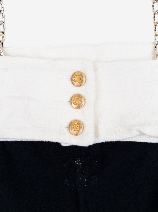 Chanel SS22 Backless CC Logo Two-Tone Jumpsuit Overall – button placket detail