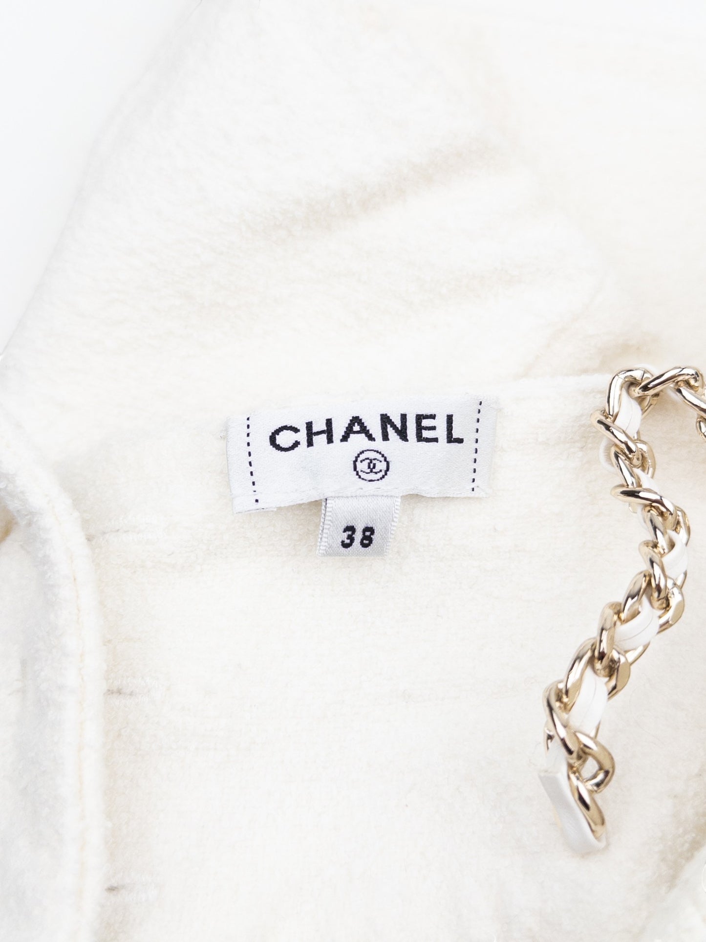 Chanel SS22 Backless CC Logo Two-Tone Jumpsuit Overall – brand and size label