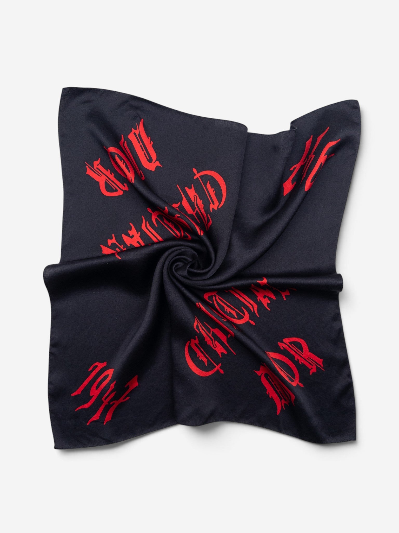 Dior by Galliano SS02 Chiffon Gothic Logo Neckerchief Scarf – draped view