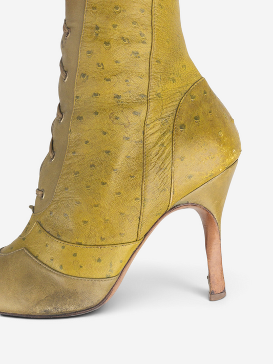 Dior by Galliano AW00 Knee High Ostrich Lace-Up Riding Heel Boots – side view