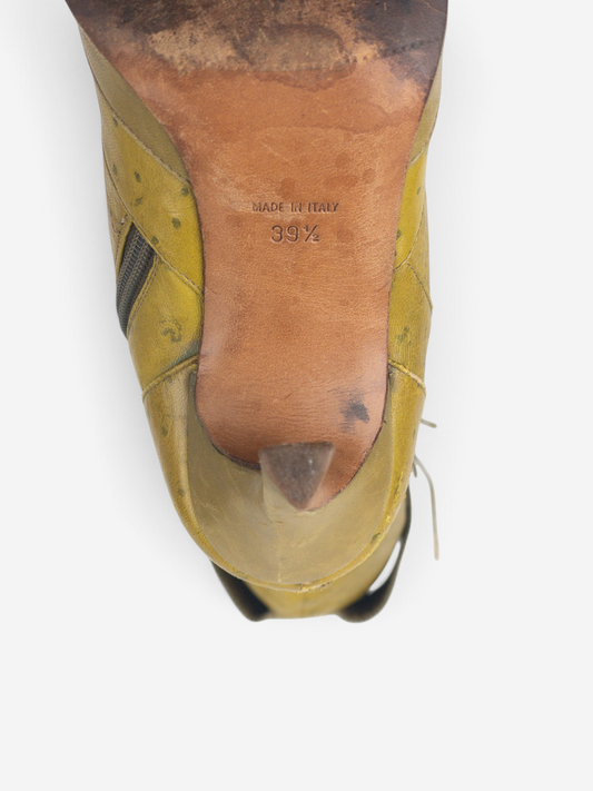 Dior by Galliano AW00 Knee High Ostrich Lace-Up Riding Heel Boots – sole and size stamp