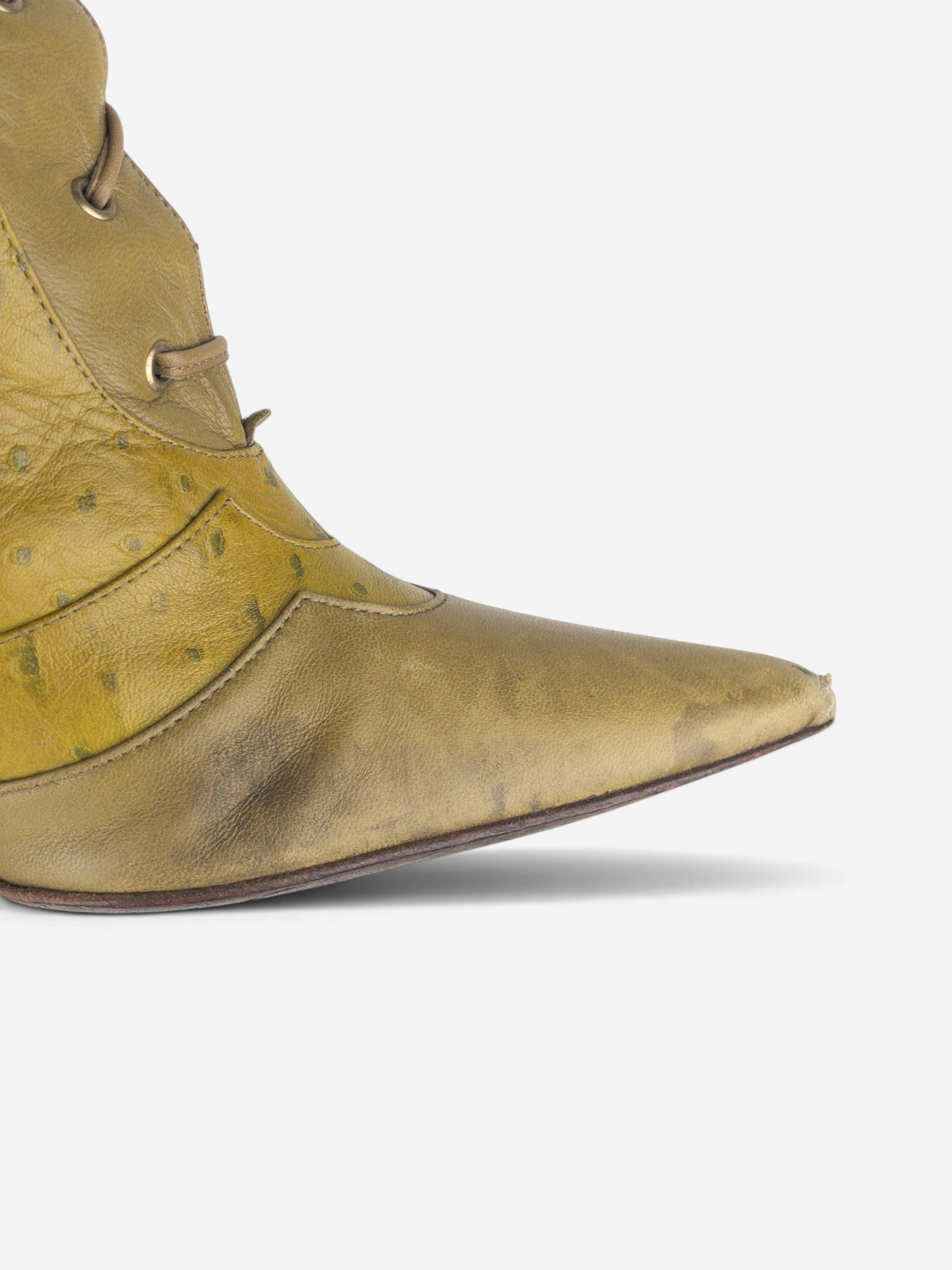 Dior by Galliano AW00 Knee High Ostrich Lace-Up Riding Heel Boots – toe side view