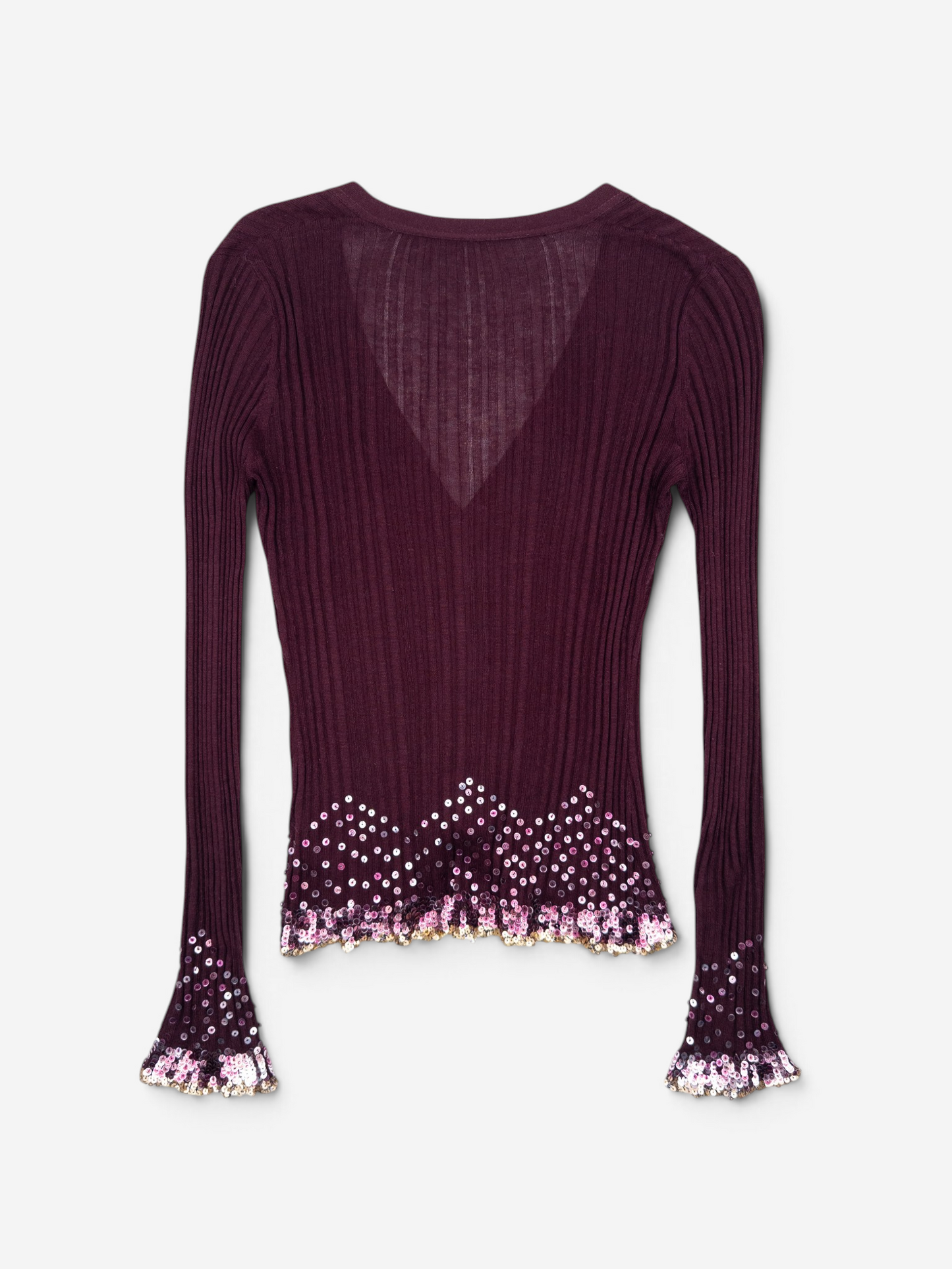 Roberto Cavalli 2000s Rhinestone Button Sequin Knit Cardigan – back view