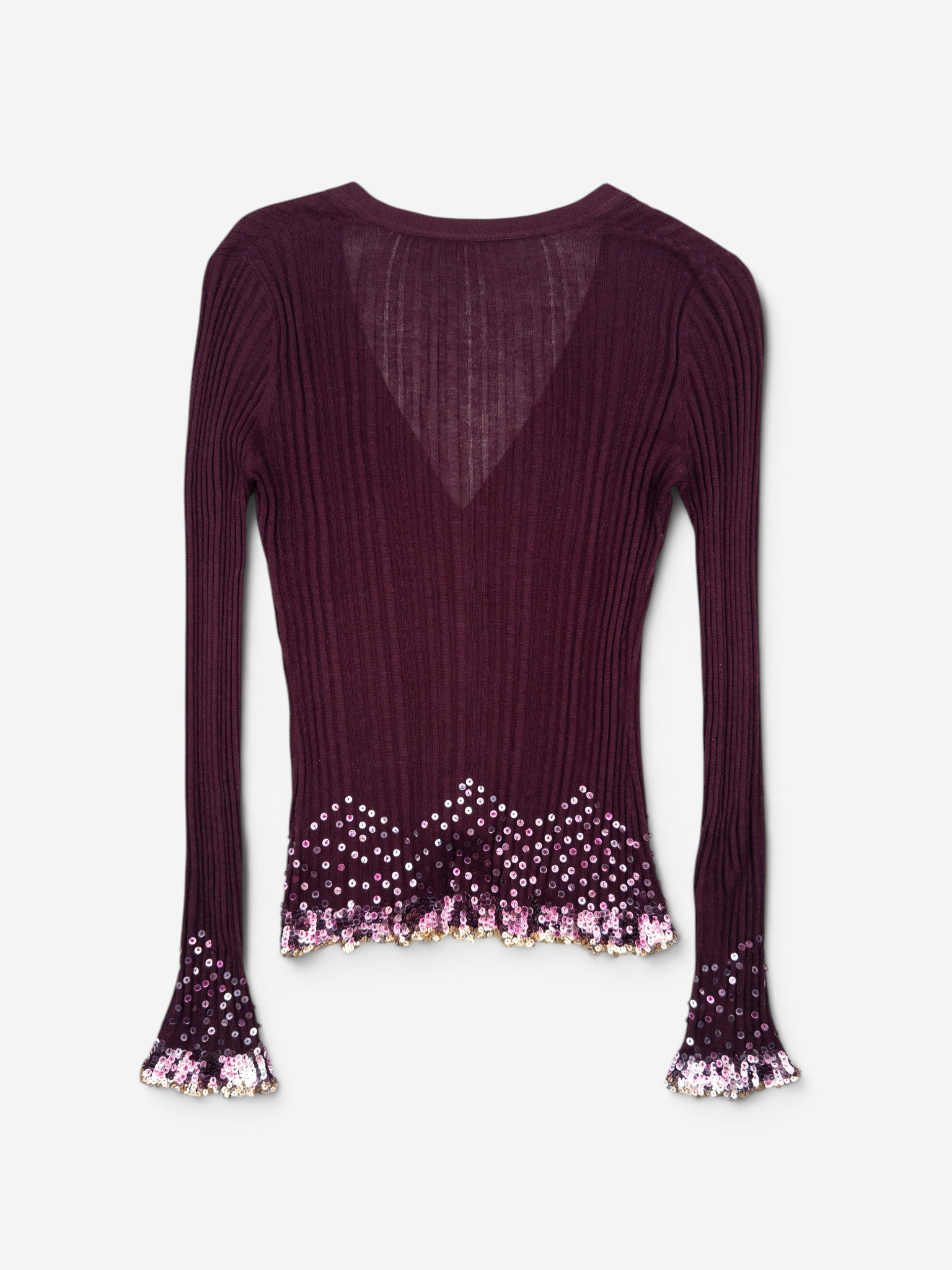 Roberto Cavalli 2000s Rhinestone Button Sequin Knit Cardigan – back view
