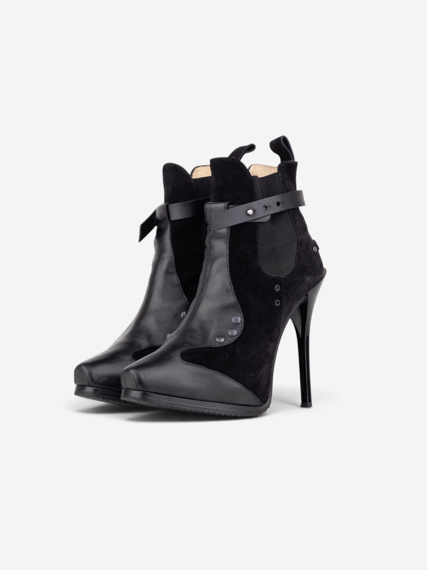 Jean Paul Gaultier AW13 Bondage Chelsea Ankle Heel Boots – front view