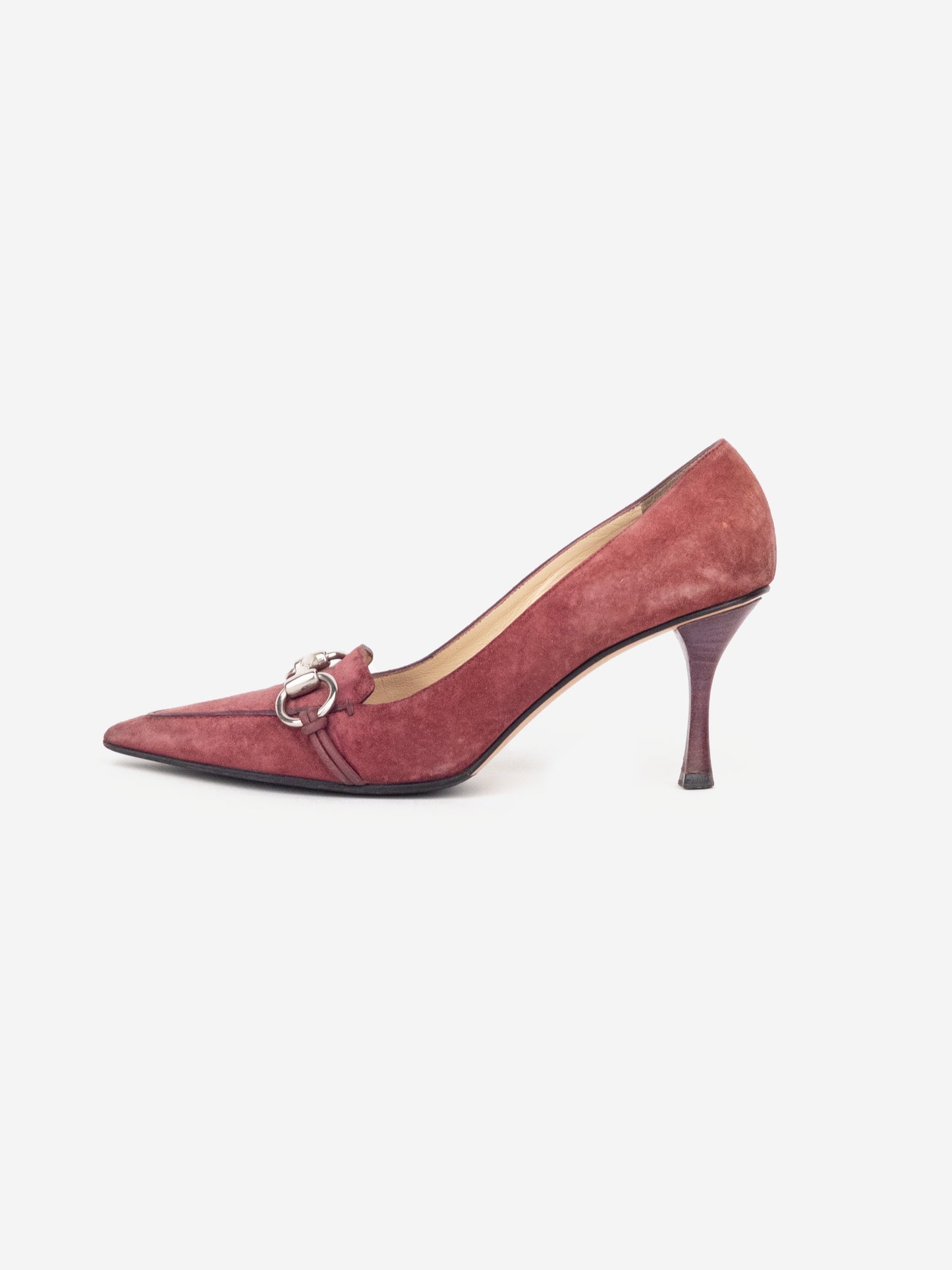 Gucci by Tom Ford 1990s Suede Pointed-Toe Horsebit Pump Heels