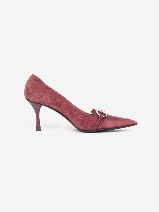 Gucci by Tom Ford 1990s Suede Pointed-Toe Horsebit Pump Heels – photo 4