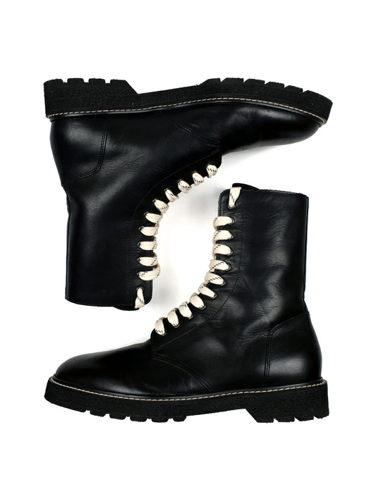 Maison Margiela AW17 Contrast-Lace Combat Boots