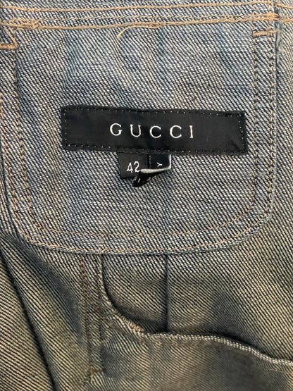 Gucci by Tom Ford SS02 Epaulettes Dark Denim Trucker Jacket