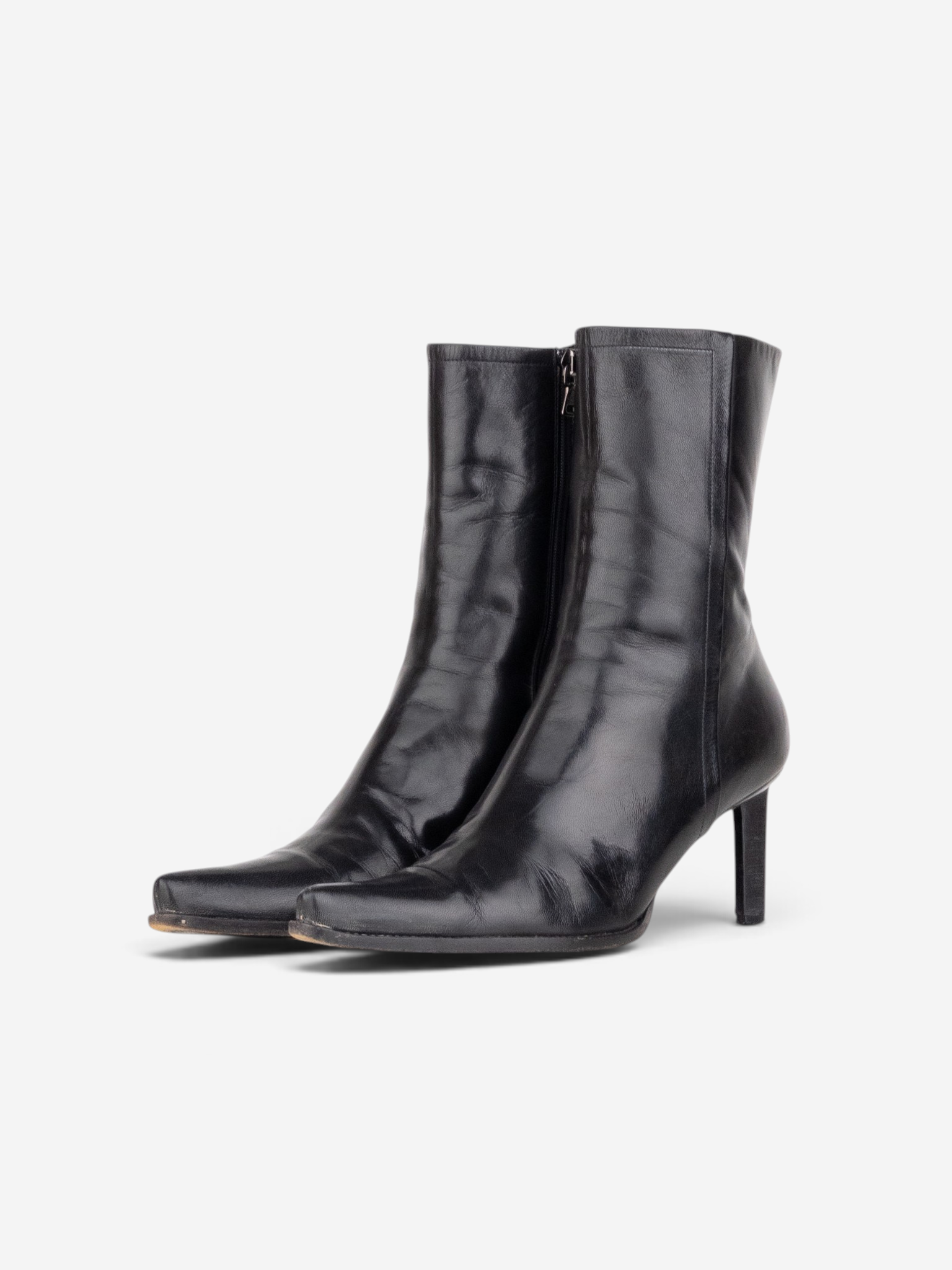 Prada 2000s Pointed-Toe Western Ankle Heel Boots – front view