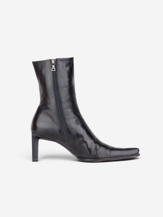 Prada 2000s Pointed-Toe Western Ankle Heel Boots – product view 6