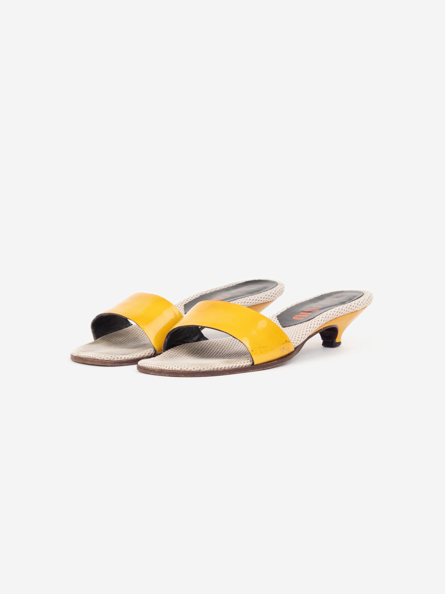Miu Miu SS99 Neon Sports Sandal Kitten Heel Mules
