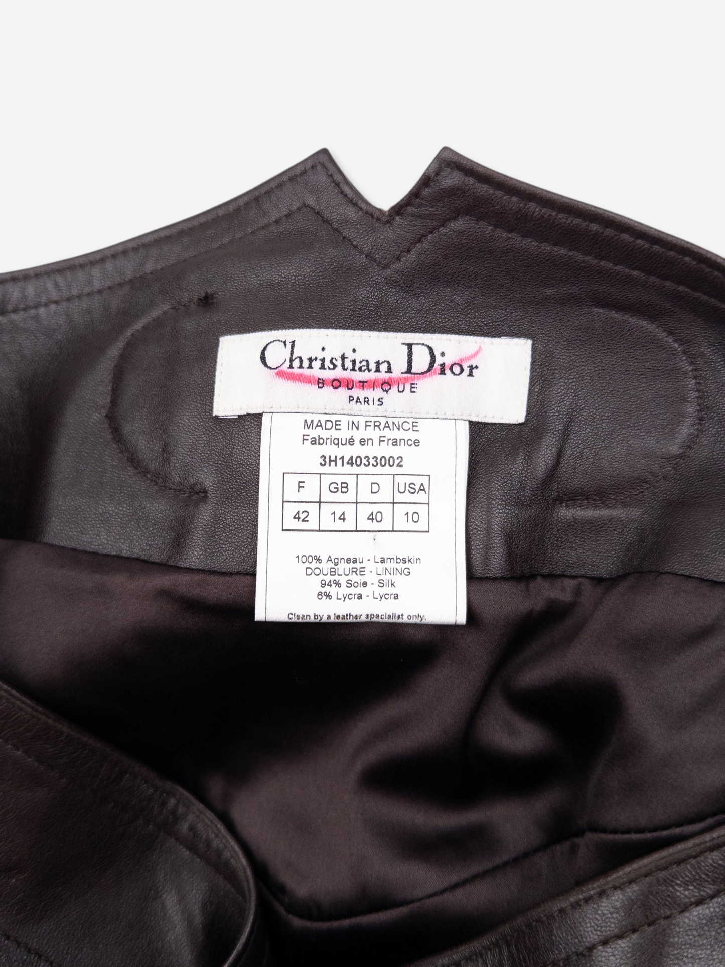 Dior by Galliano AW03 Bondage Biker Leather Midi Skirt – brand and care label