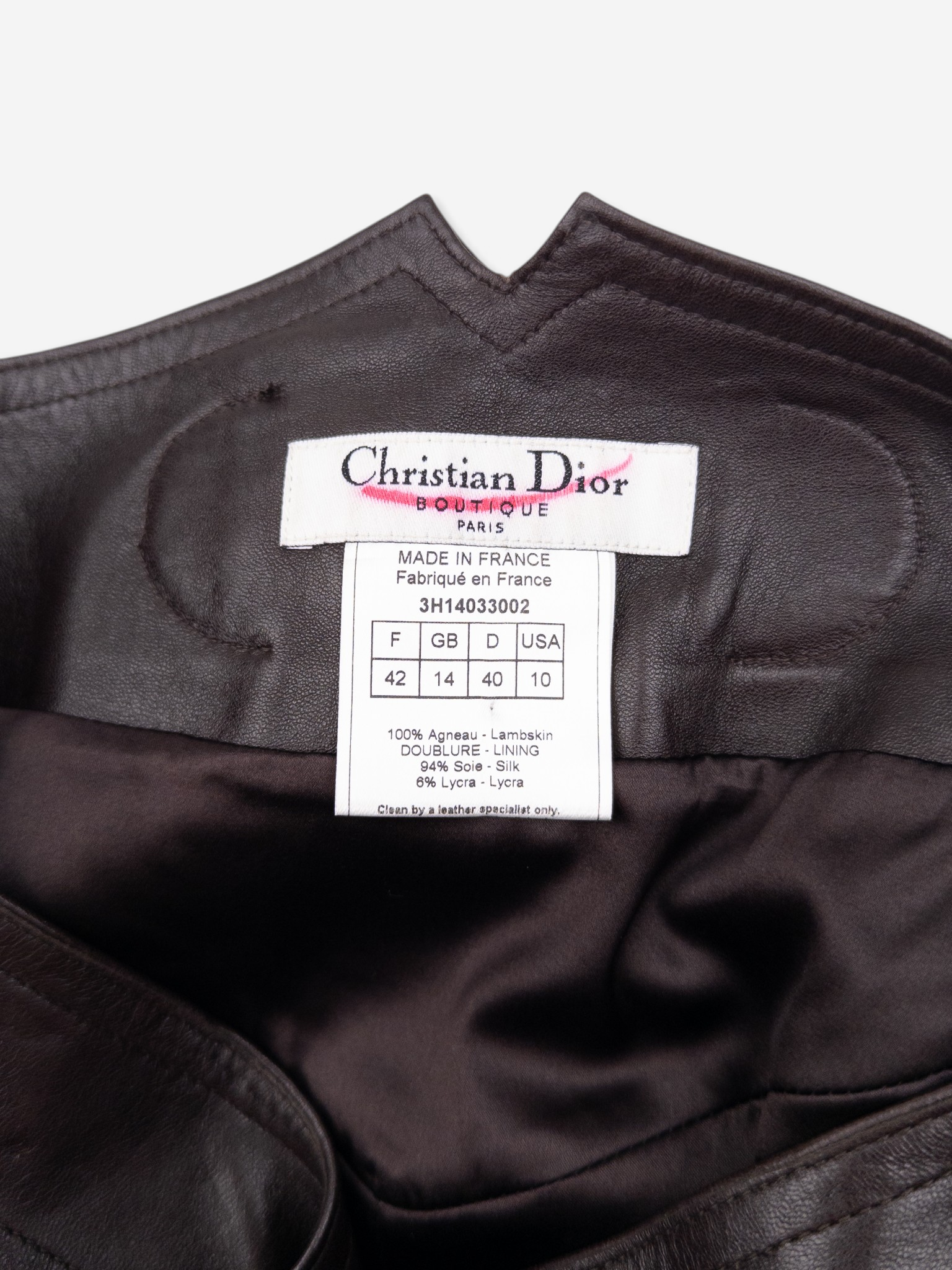 Dior by Galliano AW03 Bondage Biker Leather Midi Skirt – brand and care label