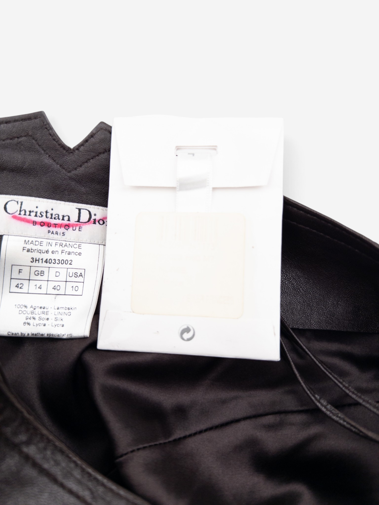 Dior by Galliano AW03 Bondage Biker Leather Midi Skirt – care label and tag