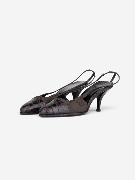 Gucci by Tom Ford SS98 Square Toe Crystal Slingback Pump Heels – front view