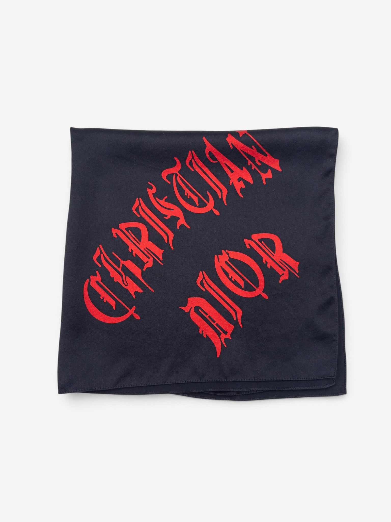 Dior by Galliano SS02 Chiffon Gothic Logo Neckerchief Scarf – folded view