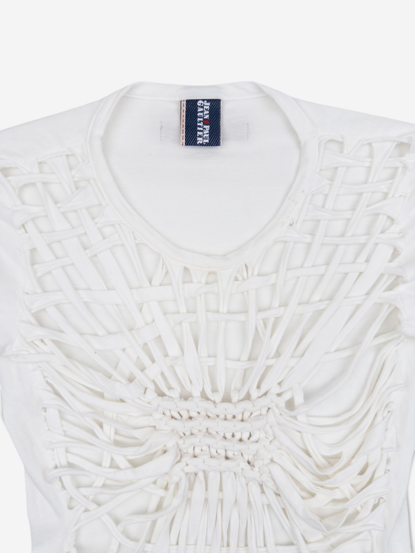 Jean Paul Gaultier 1990s Spiderweb Bondage Macramé T-Shirt – macrame detail
