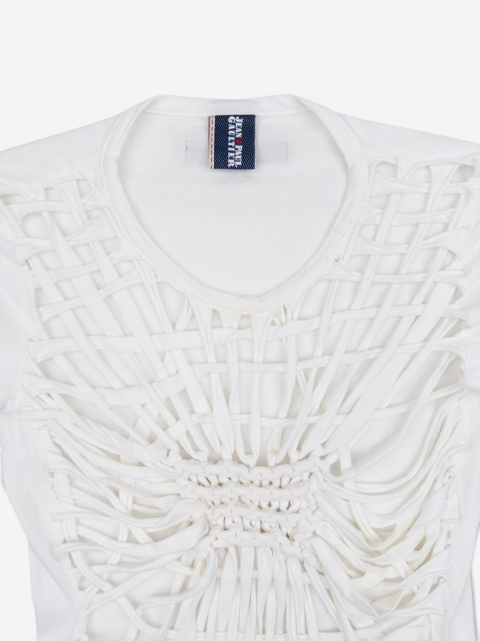 Jean Paul Gaultier 1990s Spiderweb Bondage Macramé T-Shirt – macrame detail