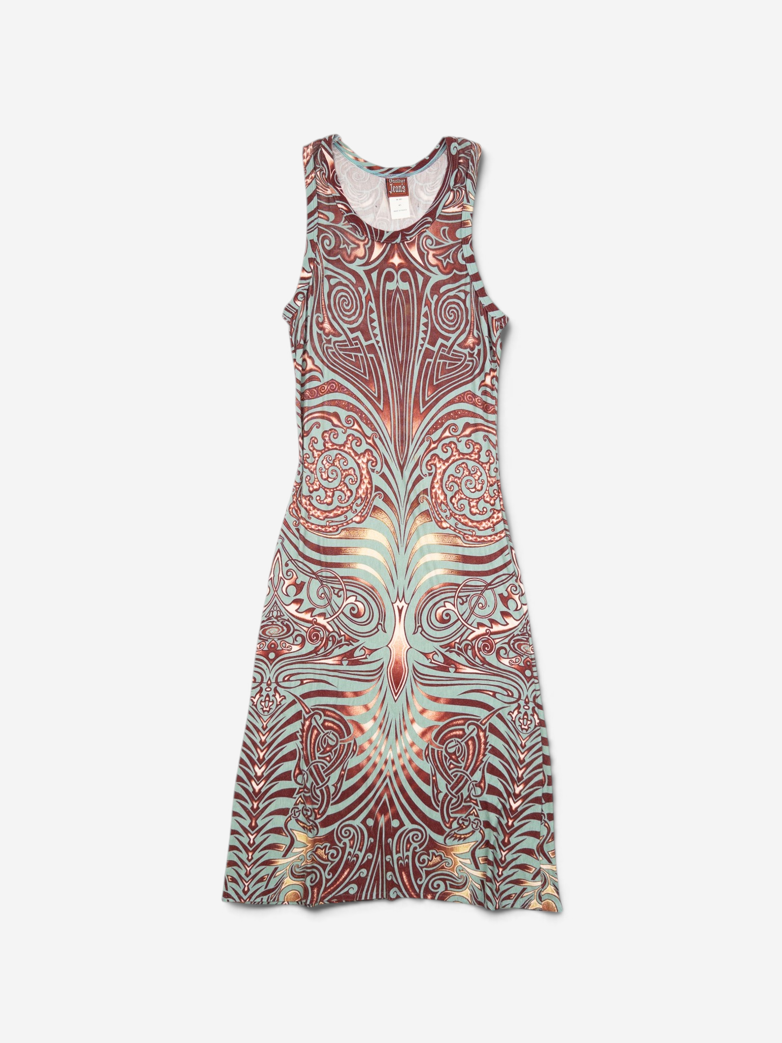 Jean Paul Gaultier SS96 Cyberbaba Maori Tribal-Tattoo Maxi Dress – front view