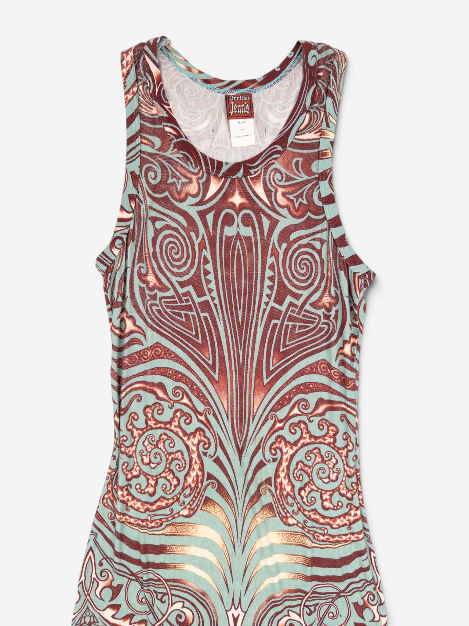 Jean Paul Gaultier SS96 Cyberbaba Maori Tribal-Tattoo Maxi Dress – print detail