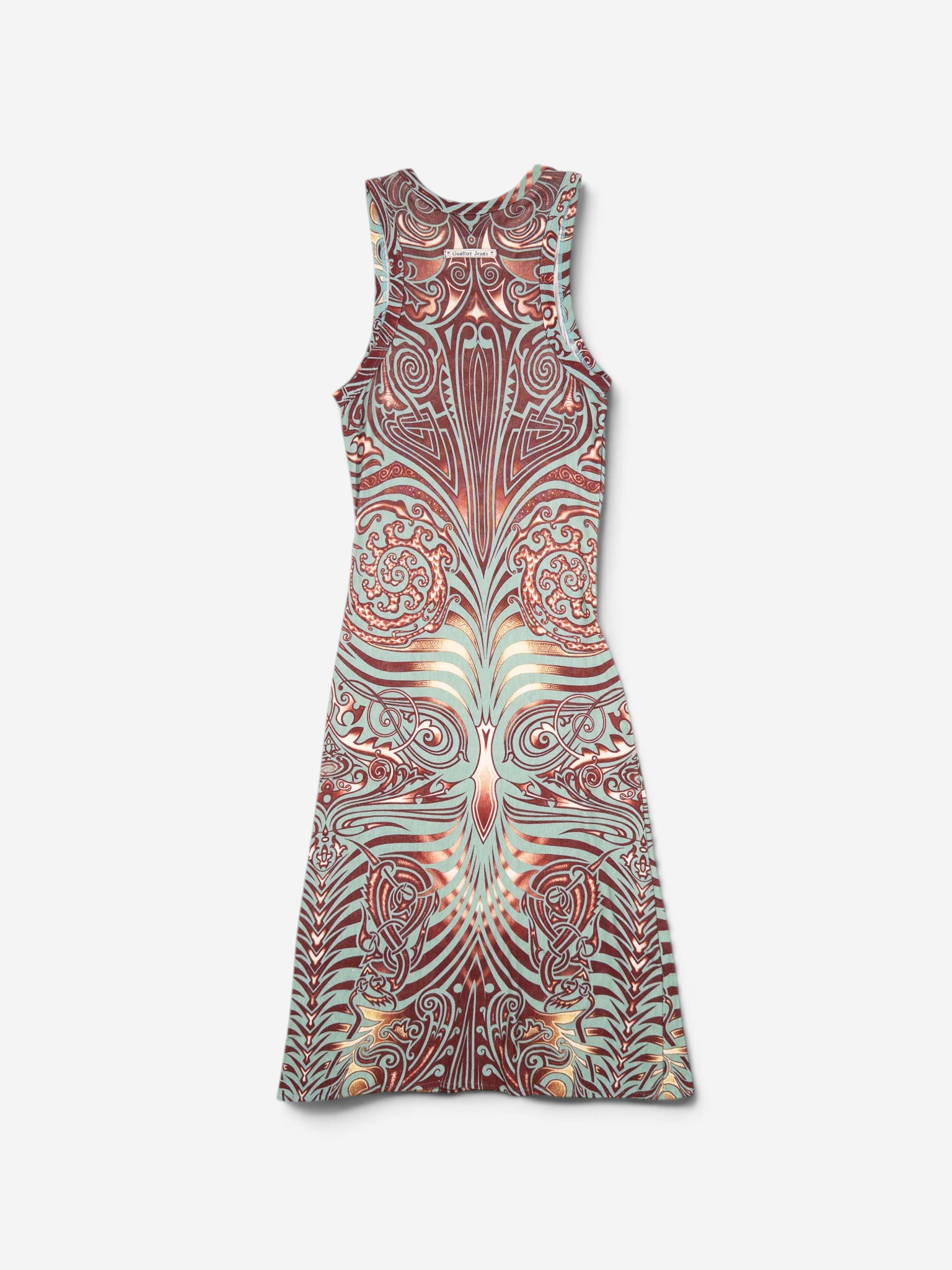 Jean Paul Gaultier SS96 Cyberbaba Maori Tribal-Tattoo Maxi Dress – back view