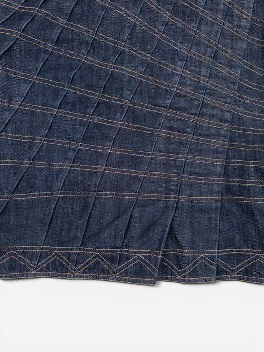 Gucci by Tom Ford SS04 Pleated Denim Midi-Skirt – pleat detail