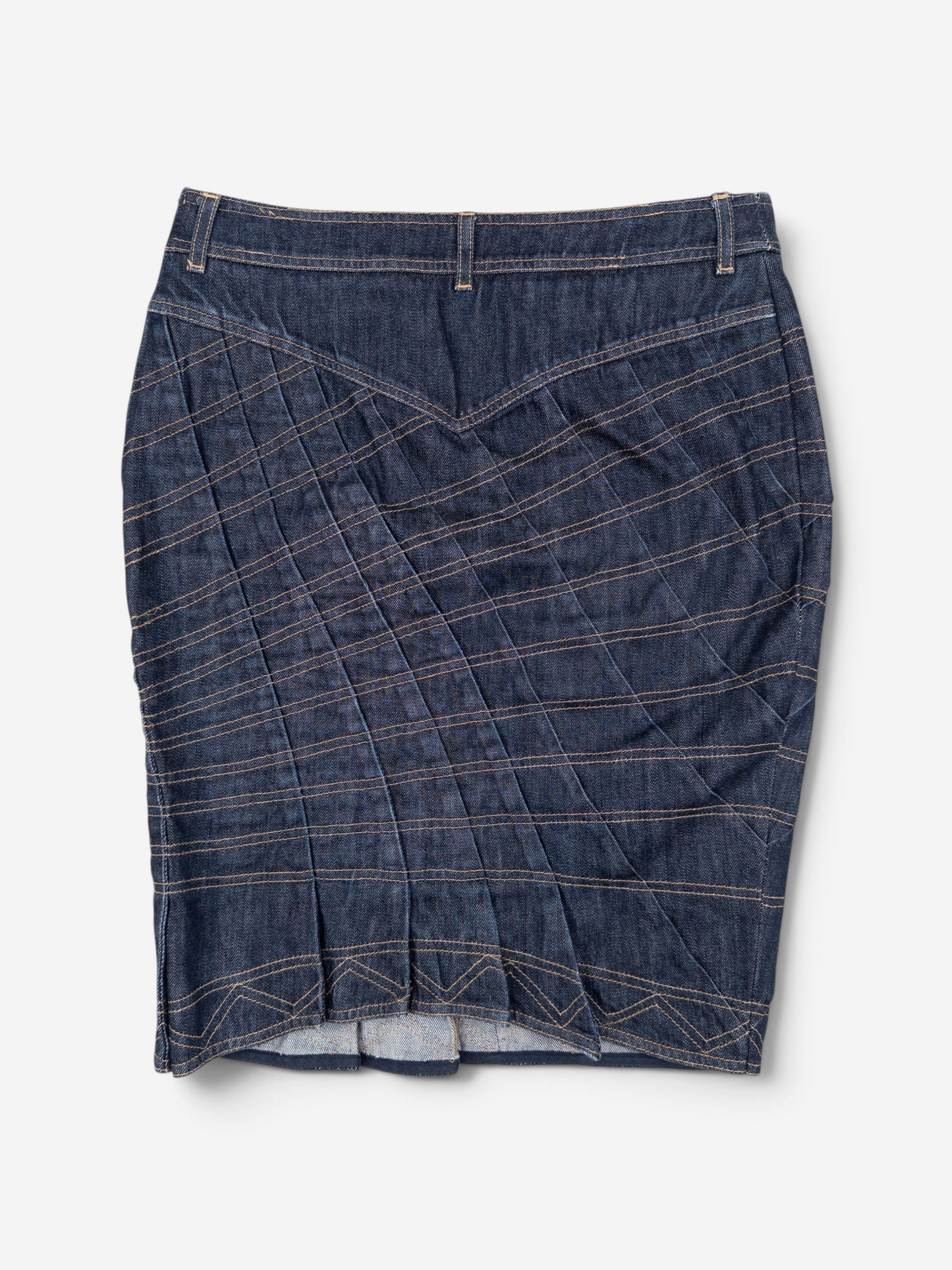 Gucci by Tom Ford SS04 Pleated Denim Midi-Skirt – back view