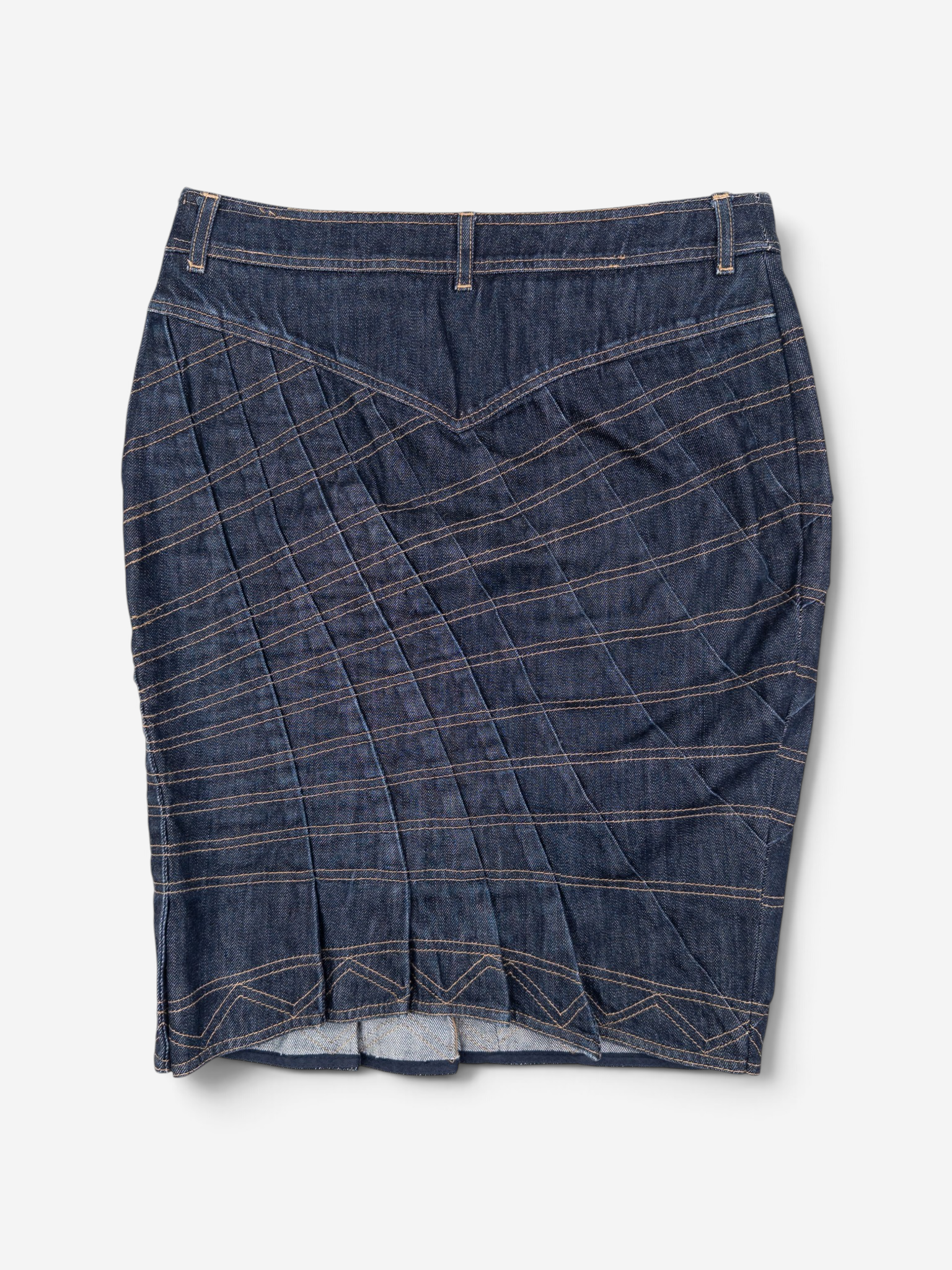 Gucci by Tom Ford SS04 Pleated Denim Midi-Skirt – back view