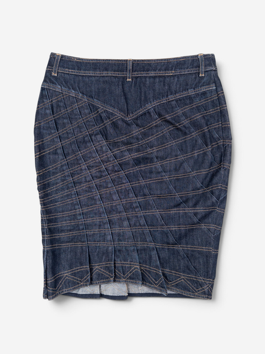 Gucci by Tom Ford SS04 Pleated Denim Midi-Skirt – back view