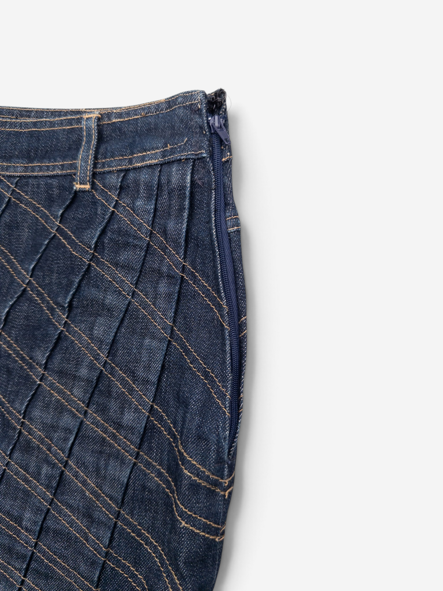 Gucci by Tom Ford SS04 Pleated Denim Midi-Skirt – side view