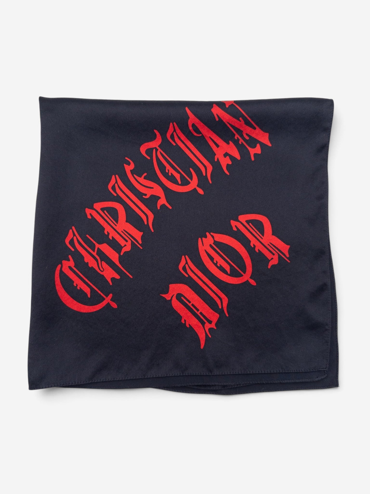 Dior by Galliano SS02 Chiffon Gothic Logo Neckerchief Scarf – folded view