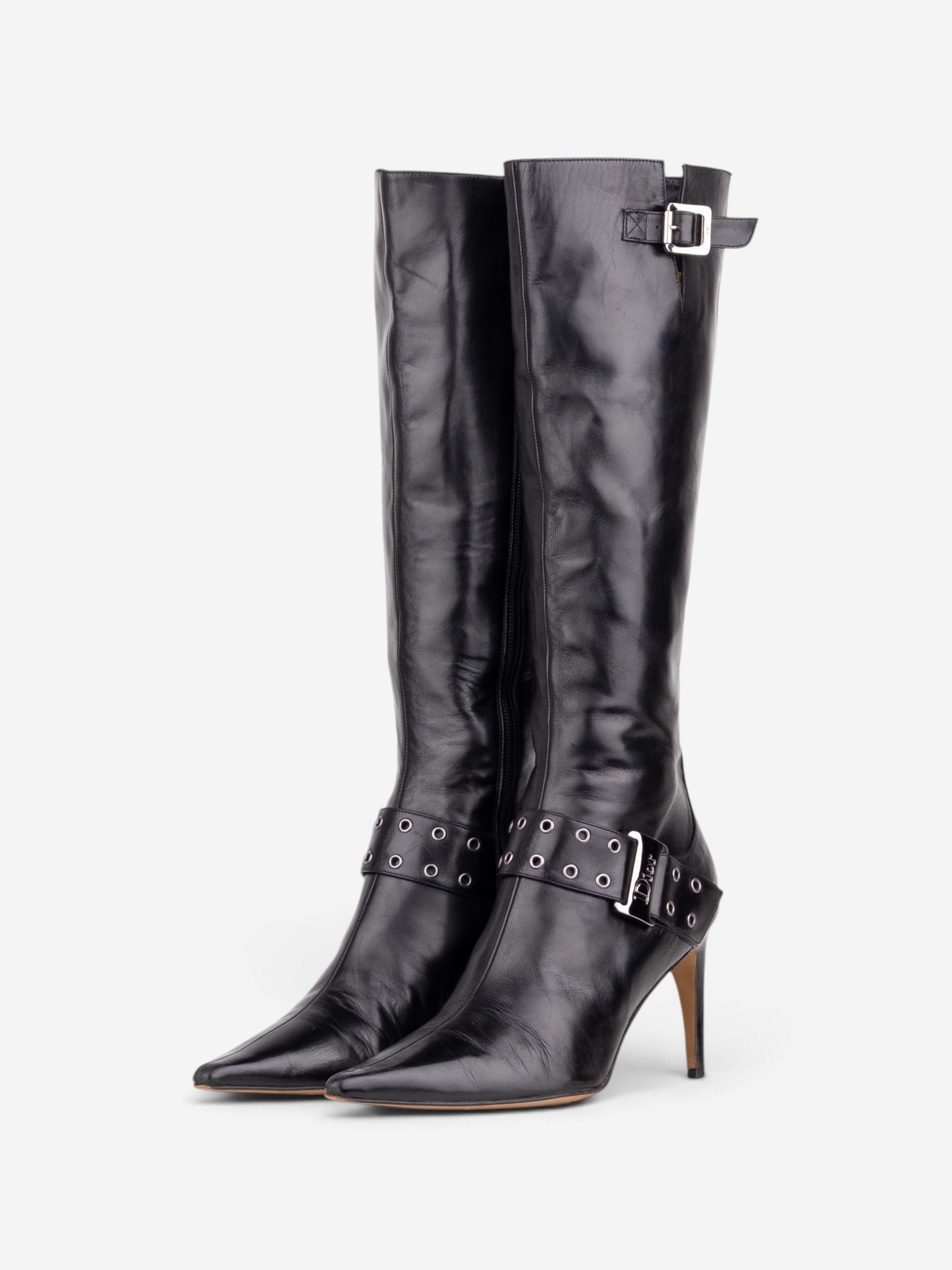 Dior by Galliano SS02 Street Chic Buckle Knee-High Heel Boots