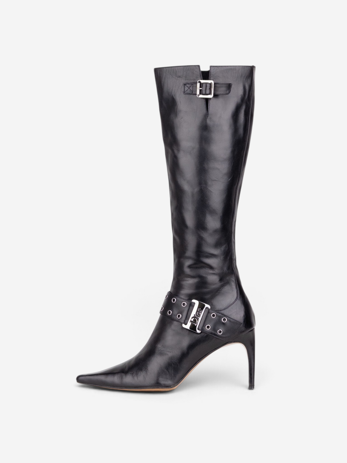Dior by Galliano SS02 Street Chic Buckle Knee-High Heel Boots