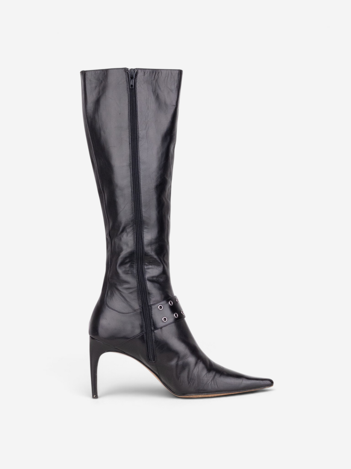 Dior by Galliano SS02 Street Chic Buckle Knee-High Heel Boots