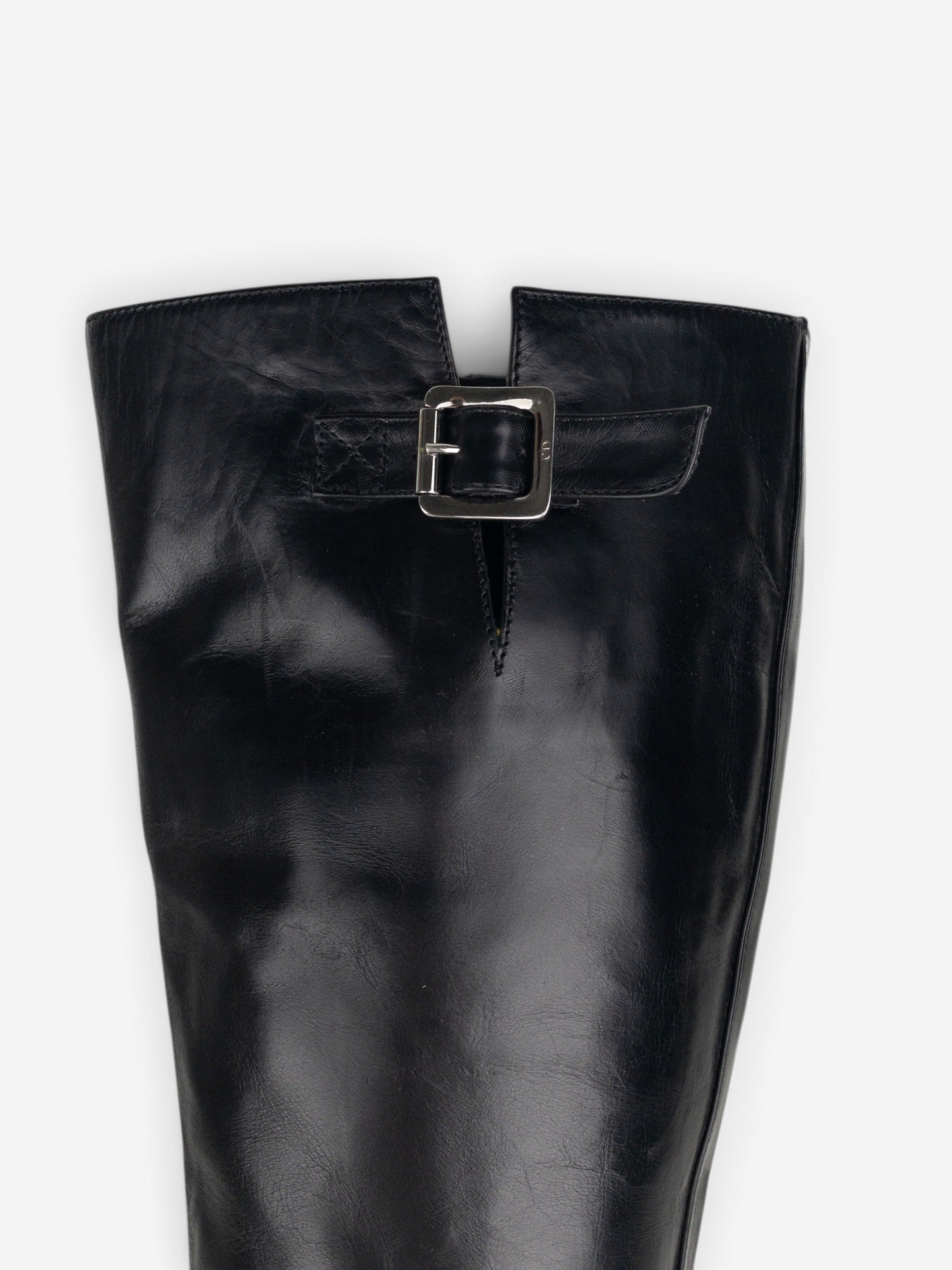 Dior by Galliano SS02 Street Chic Buckle Knee-High Heel Boots – shaft buckle detail