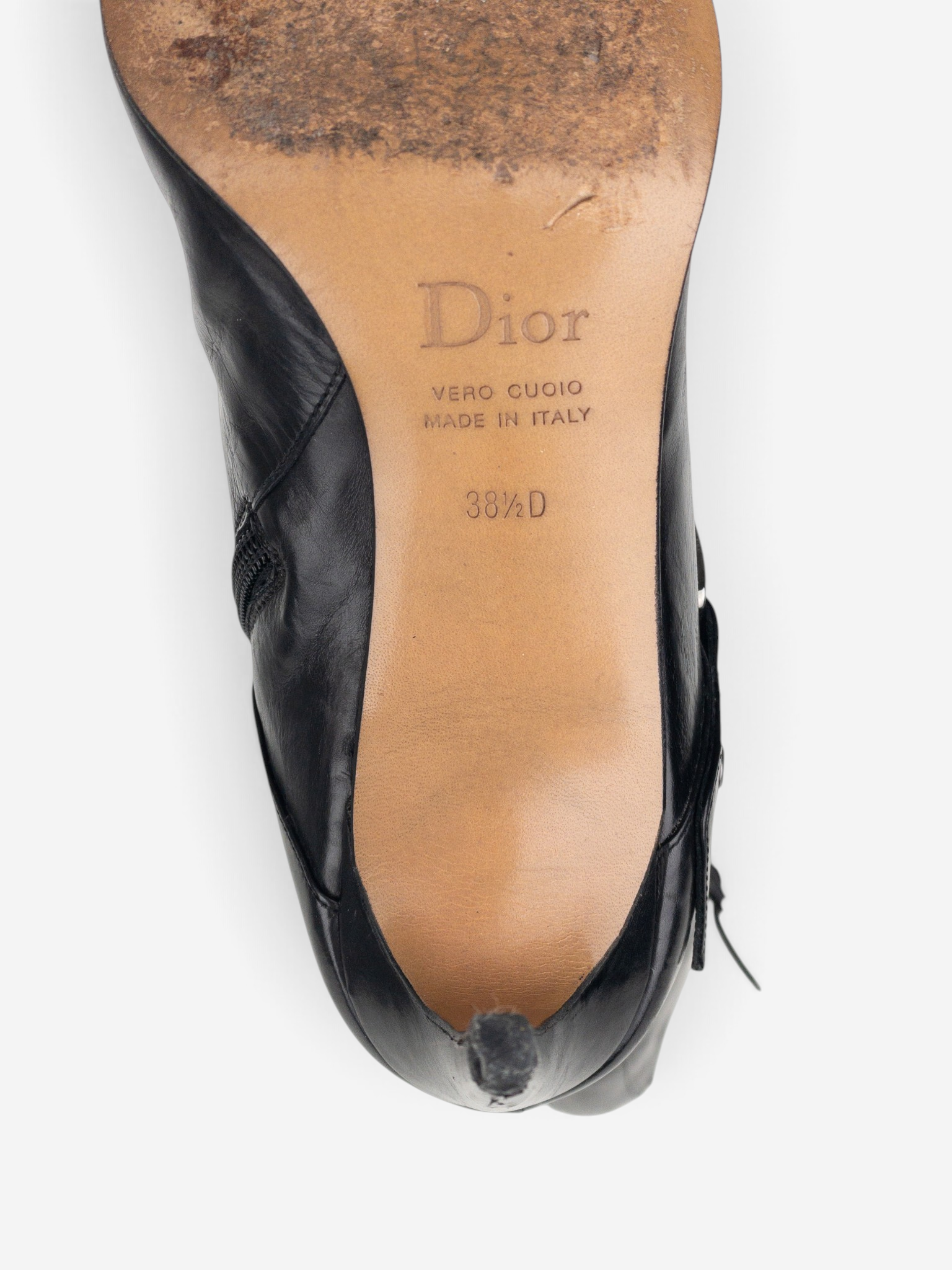 Dior by Galliano SS02 Street Chic Buckle Knee-High Heel Boots – sole and size stamp