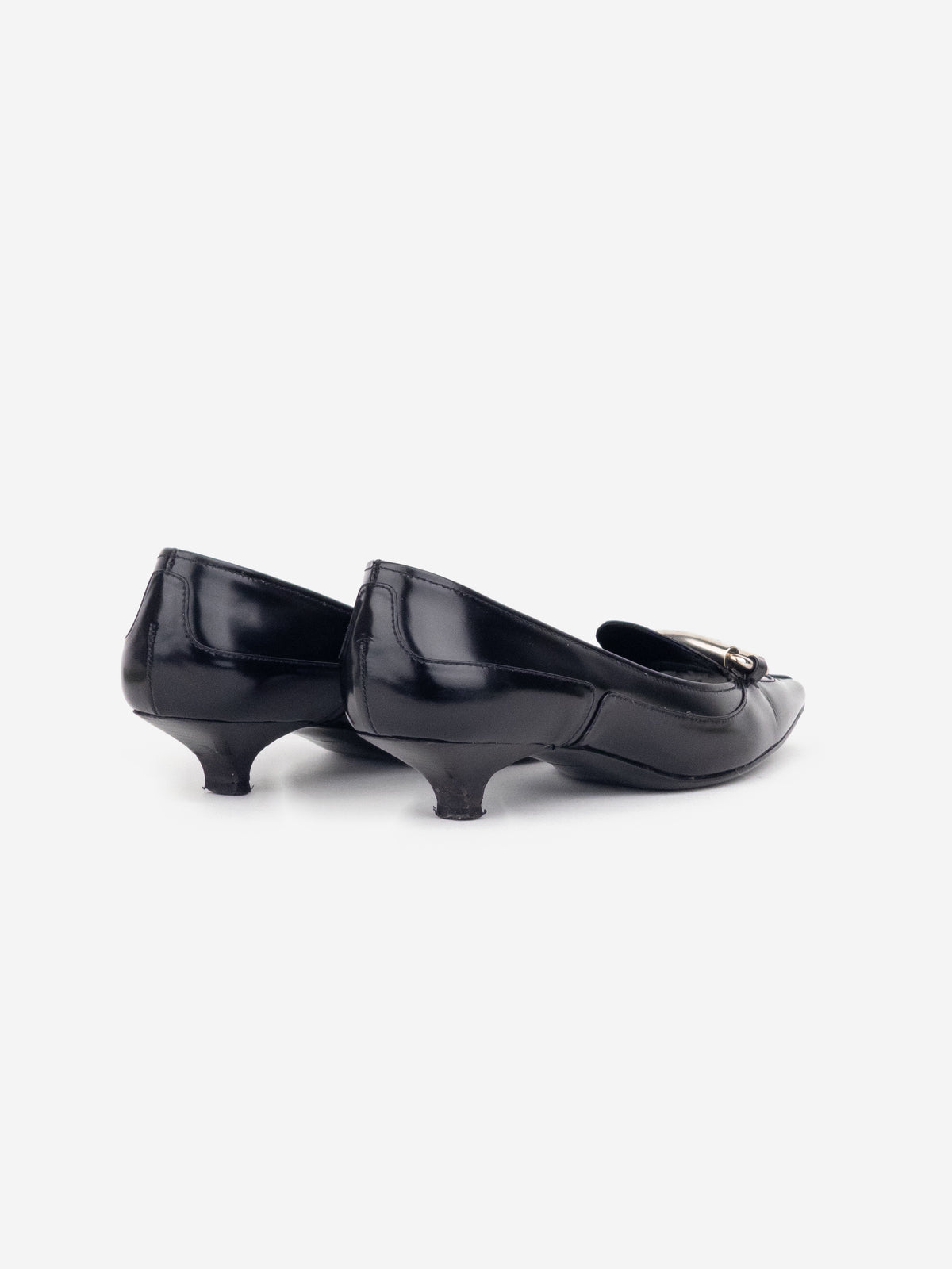 Prada 2000s Large Buckle Pump Kitten Heels