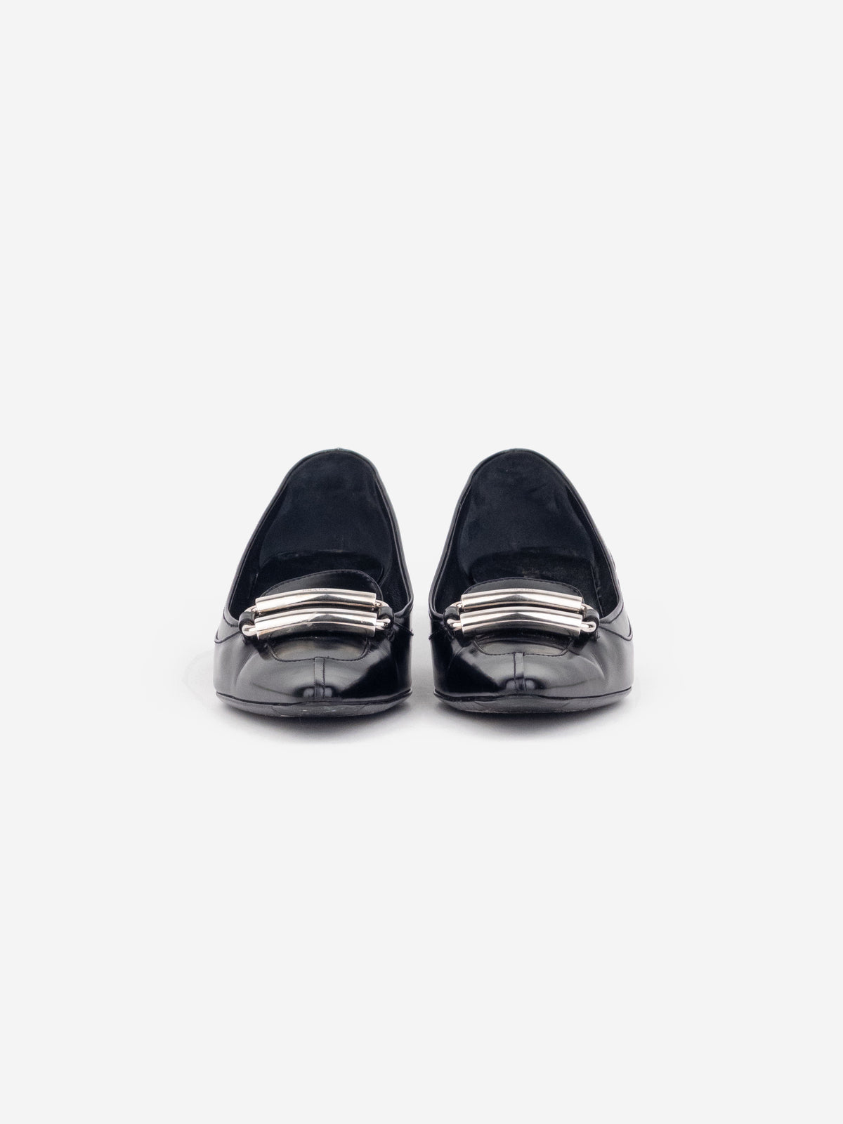 Prada 2000s Large Buckle Pump Kitten Heels