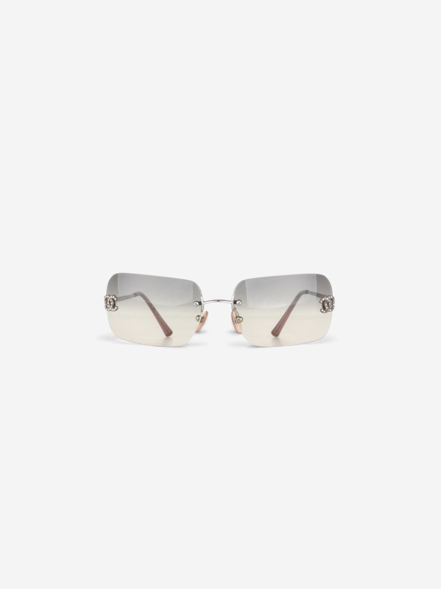 Chanel 2000s Rimless '4017 D' CC Rhinestone Sunglasses – front view
